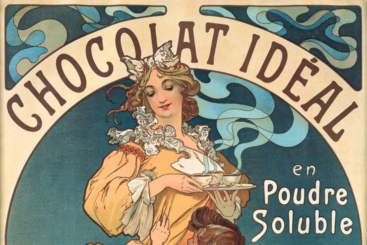 Alphonse Mucha, Chocolat Idéal. Litografía en color (detalle)