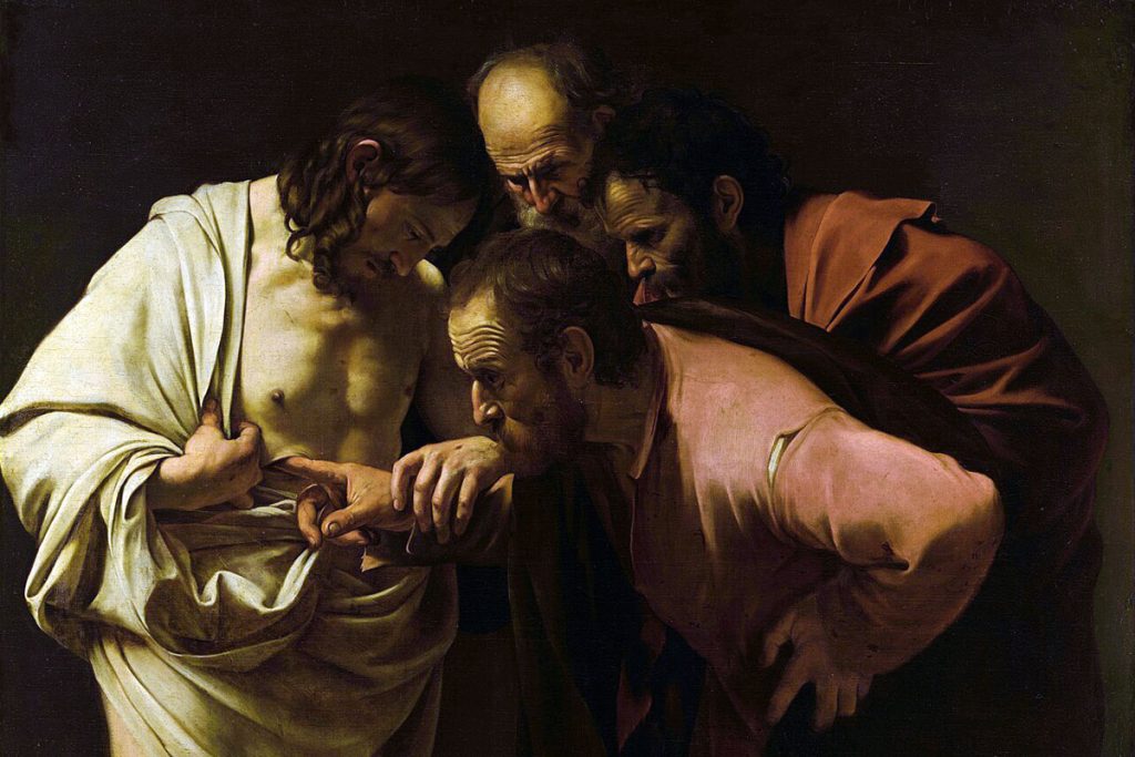 Caravaggio. La incredulidad de Santo Tomás, 1600-1601, Óleo sobre lienzo