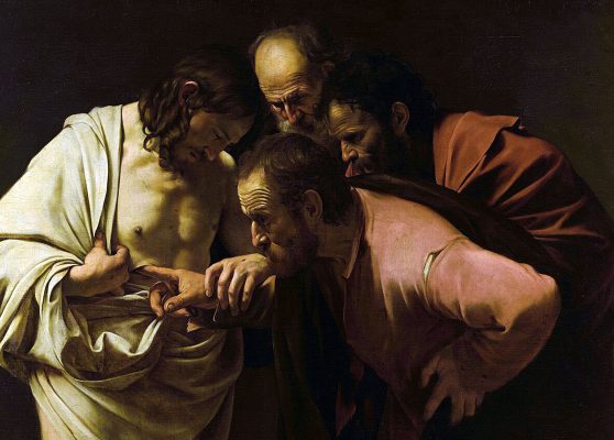 Caravaggio. La incredulidad de Santo Tomás, 1600-1601, Óleo sobre lienzo