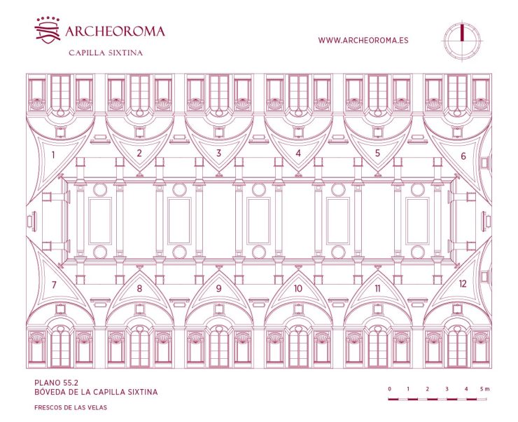 Mapa de las Velas: Bóveda de la Capilla Sixtina