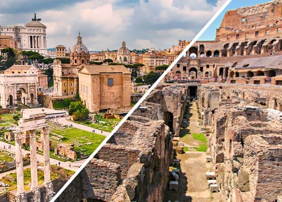 Recorrido Subterráneo del Coliseo y la Arena + Foro Romano y Colina Palatina
