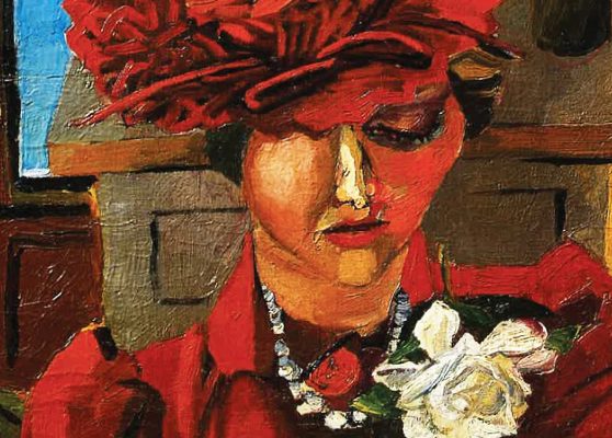 Renato Guttuso, Retrato de Mimise con sombrero rojo, (detalles)