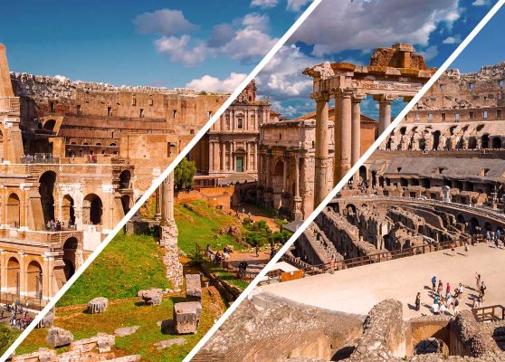 Tour guiado por el Coliseo + Foro Romano y Monte Palatino + Arena